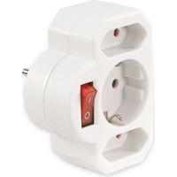 Adaptateur de prise MCPOWER, 2x Euro, 1x contact de protection, avec interrupteur