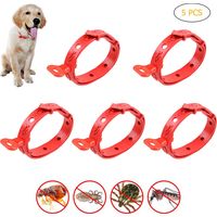 Lot de 5 colliers silicone anti-tiques puces moustiques réglables pour chien