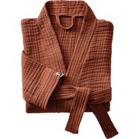 Peignoir kimono mixte Gaze de coton unie Gaïa - Gaïa Terracotta - Taille L/XL - Gaia Terracotta -