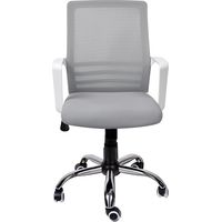 Silla de oficina, basculante, estructura blanca y cromo, color Gris - Herdasa