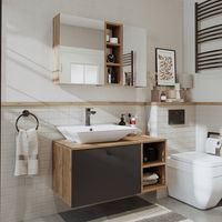 Roomart LOTUS-II-95 Bad-Set 3-tlg 95 cm breit, Anthrazit-Eiche