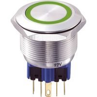 TRU COMPONENTS 701946 GQ25-11E/G/12V Pulsante antivandalo 250 V/AC 5 A 1 x On / (On) Momentaneo Verde IP65 1 pz.