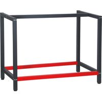 Wiltec – Pied d’établi acier 100x57x81 cm – Châssis robuste avec tubes carrés 40x40 mm – Finition anthracite et rouge – Pour tables de travail