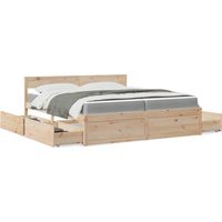 vidaXL Lit avec tiroirs et matelas 200x200 cm bois massif de pin