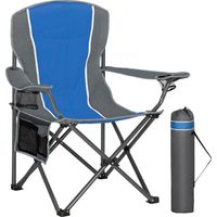 Chaise Pliante Camping 160KG, Chaise de Camping Pliable Portable Surdimensionnée Chaise Pliante Exterieur et Interieur Fauteuil Camping Chaise de Peche Bleu-Noir