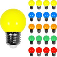 Lot de 20 Ampoules Led Multicolores conçues pour Guirlande Guinguette IP65 1,5W - Ampoule Led E27 Multicolores - Ampoule 5cm pour Guirlande Guinguette Culot E27 Multicolores