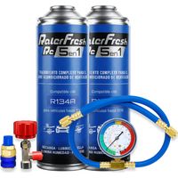 Pack Gas refrigerante Ralerfresh RC 2 bottiglie R1234A 5in1 500ml con manometro RF32, tubo e connettore