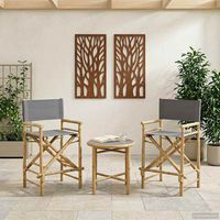 vidaXL Folding Director's Chair 2 pcs Natural and Cream White Bamboo