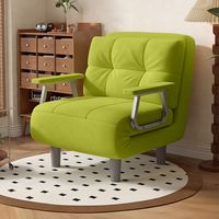 Fabulcozy Schlafsofas, 1-Sitzer-Schlafsofa aus Cord – Verwandlungs-Sessel mit Kissen und Metallarmlehnen (Kokosnussgrün)