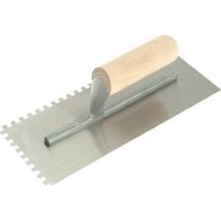 R.S.T. 6mm Notched Trowel with Wooden Handle – 11 x 4.1/2 inches, Ergonomic Plastic Finishing Trowel for Rendering and Plastering