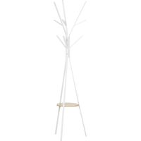 Penderie, porte-manteau autonome, penderie d'entrée, métal, Blanc, 45x45x180cm pour ordre dans le couloir