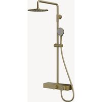 Colonna doccia moderna con mensola in oro spazzolato senza regolatore di portata - Tabarca