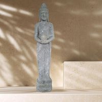 Estatua de piedra volcánica buda de pie bol ofrenda 150 cm