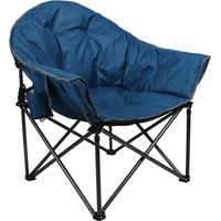 ALPHA CAMP Campingstuhl Faltbar Klappstuhl bis 200kg Gepolstert mit Getränkehaltern Angelstuhl mit Armlehnen Outdoorstuhl Tiefblau