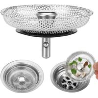 2 Piece Kitchen Sink Strainer, 304 Stainless Steel Kitchen Sink Filter, Kitchen Sink Strainer Strainer, Strainer Basket for Kitchen and Bathroom, Diam