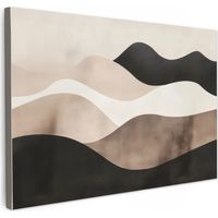 TABLEAU SUR TOILE Abstrait - Paysage - Vagues - Couleur crème Tableau Cuisine Décoration murale 90x60 cm
