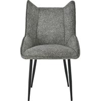 Bon Furni Sedia de pranzo imbottita in tessuto bianco e nero, set da 1
