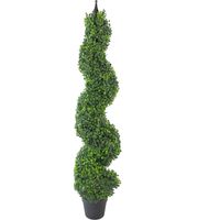 120cm (4ft) Tall Artificial Boxwood Tower Tree Topiary Spiral Metal Top