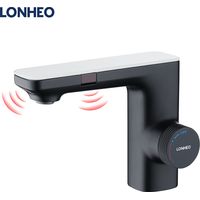 LONHEO Robinet Salle Bain avec 2 Fonctions de capteur, Robinet de Lavabo Automatique Infrarouge avec Barboteur démotable Mitigeur Lavabo à Double induction Robinet à Eau Chaude et Froide pour Vasque à