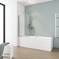 Schulte Duschwand für Badewanne 1-teilig schwenkbar - 70 x 130 cm, Glas: 5 mm Sicherheitsglas Klar Hell, Profil: Alu Natur