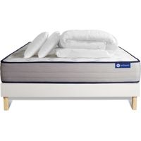 Komplettpaket Bett - Matratze 140x190 cm + Boxspringbett mit Lattenrost (im Set) + 2 Kopfkissen + Bettdecke - Actimemo Form