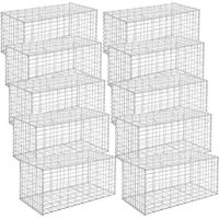 Songmics – Lot de 10 gabions pour pierre 100 x 50 x 50 cm – Acier galvanisé 4 mm – Assemblage sans outil – Décoration de jardin