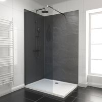 pack de 2 panneaux muraux pierre ardoise 90+120x210 cm avec profilés noir mat - stone'it
