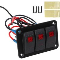 3-Schalter-Bedienfeld mit roter Kontrollleuchte, wasserdicht und korrosionsbeständig, für Auto und Boot, 12 V DC / 24 V DC