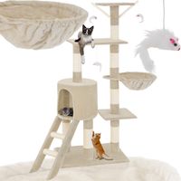 Arbre à chat en panneau de fibres sisale 144cm anti-basculement beige