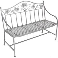 Garten Sitz Bank Eisen Sitz Gelegenheit Außen Balkon 2- Sitzer pulverbeschichtet silber