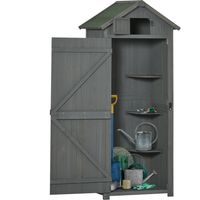Armoire de jardin Abri de jardin Abri de jardin Abri de jardin avec étagères Toit en asphalte Fenêtre Bois Gris + Vert 77 x 54,2 x 179 cm