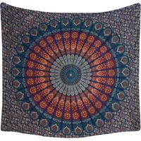 Tenture murale Mandala florale dorée, tapisserie imprimée