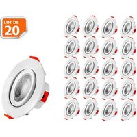 Lot de 20 Spots LED LAMPESECOENERGIE - Encastrables pour plafond - 5W - Blanc Neutre - Transformateur intégré