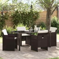 Garden Dining Set 5 pcs Brown Poly Rattan vidaXL