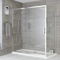 Hudson Reed Portland - Porte de Douche Coulissante Moderne 120cm avec Paroi de Retour 70cm - Chromé