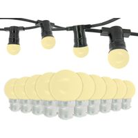 Arum Lighting – Guirlande lumineuse guinguette 10 ampoules LED B22 1W blanc chaud 10 mètres – Interconnectable pour usage intérieur/extérieur – Norme CE IP44