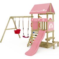Wickey – Tour de jeu en bois avec double balançoire et table de pique-nique – Hauteur 90 cm – Dimensions 303x317x247 cm – Garantie 10 ans