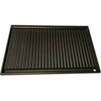 Bistecchiera in ghisa, Piastra per Barbecue in Ghisa,Bifacciale, Liscia e ondulata, 60x38 cm, con sistema Scolagrasso