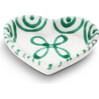 Gmundner Keramik Grüngeflammt, Herzschale (L:10cm)