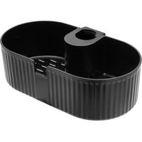 Duschablage ohne Bohren schwarz - 24 x 13 cm - Duschregal für Duschstange Kunststoff Bad Organizer stabil wasserfest mit Abtropflöchern für Shampoo und Duschgel
