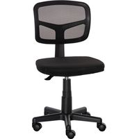 Chaise de bureau sans accoudoirs, chaise de bureau en maille, réglable en hauteur, assise rembourrée, pivotante à 360°, noire