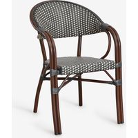 SKLUM 4er-Pack stapelbare Gartenstühle Brielle Bistro aus Aluminium mit Armlehnen Grau Graphit - Gardenia Weiß