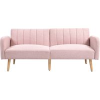 Canapé cama 2 plazas lino sintético respaldo ajustable reposabrazos desmontables 173x75x73 cm Rose