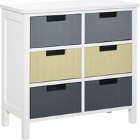 HOMCOM Cómoda con 6 Cajones Cajonera Auxiliar de Almacenaje con Patas Elevadas Estilo Moderno para Dormitorio Salón Baño 62x28x58 cm Multicolor