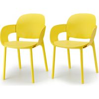 Lot de 2 - Chaise avec accoudoirs outdoor indoor en plastique recyclé HUG