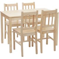 Set tavolo con 4x sedie country classica cucina soggiorno HHG-469 legno massello legno chiaro