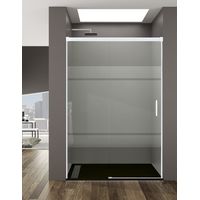 ALLSTONE BASIC Duschabtrennung 1+1 ohne Bodenprofil 5 Farben 2 Glasarten 6mm in Aluminium Chrom-profil 155-160 cm Siebdruck glas