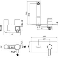 Unterputz-Waschtischbatterie mit 240 mm Auslauf Paffoni Ringo Serie RIN106NO Messing - Mattschwarz