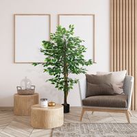 Ficus artificiel réaliste 150 cm avec pot vert