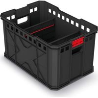 Caja de transporte con separadores de plástico, capacidad de carga de hasta 50 kg, color negro, 536 x 354 x 300 mm